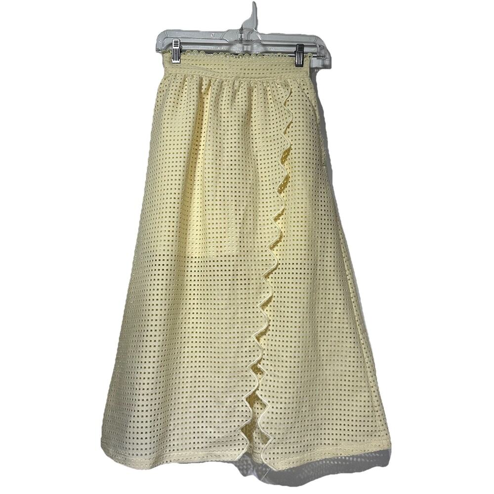 snidel yellow eyelet ruffle layered maxi skirt skort Size 0